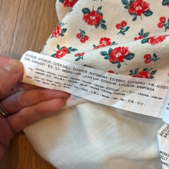 Zara Tank Tie Strap Linen Floral Babydoll Blouse Size Medium - Picture 8 of 8